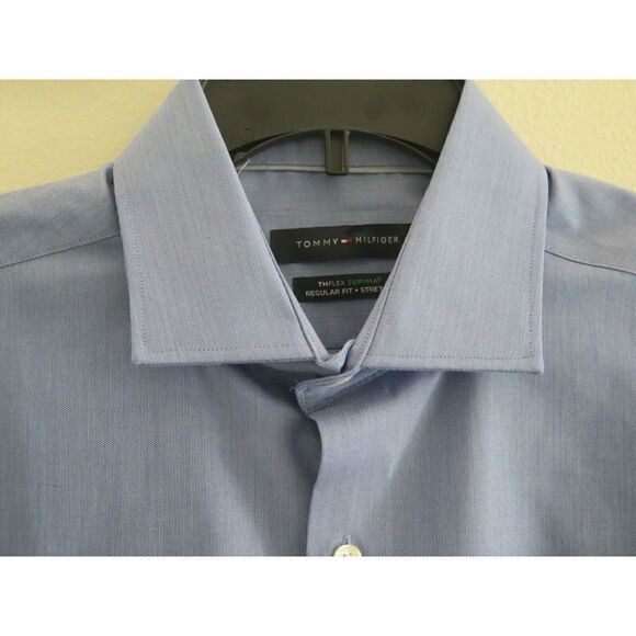 Tommy Hilfiger Men Sz 161/2 34/35 Reg-Fit TH Flex Supima Stretch Dress Shirt $80 - Picture 3 of 6